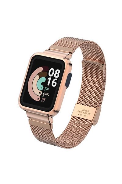 Fibaks حبل ساعة ذكية مع مشبك ملون أنيق ومطرز بشبكة معدنية متوافقة مع Xiaomi Mi Watch Lite