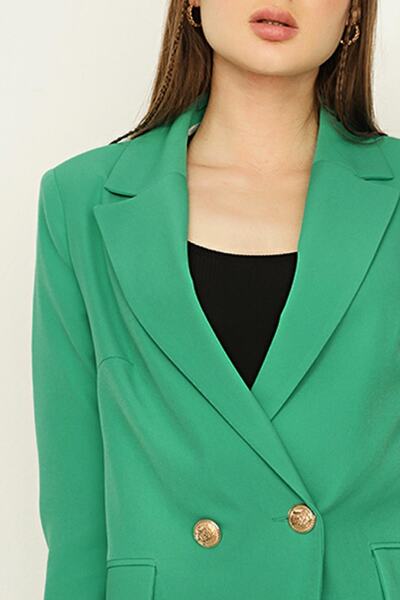 Select Moda Γυναικείο πράσινο μπουφάν με μονό κουμπί που κλείνει