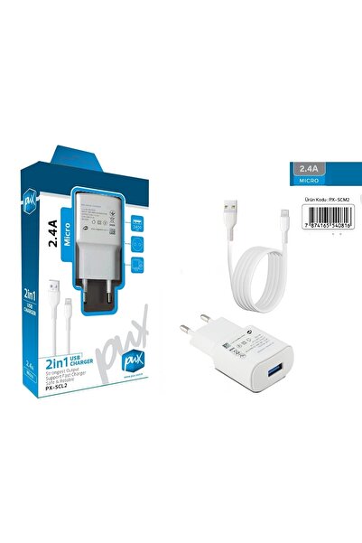 PUX Mıcro Kablolu Hızlı Şarj Cihazı 2,4a (2 In 1 Usb Charger)