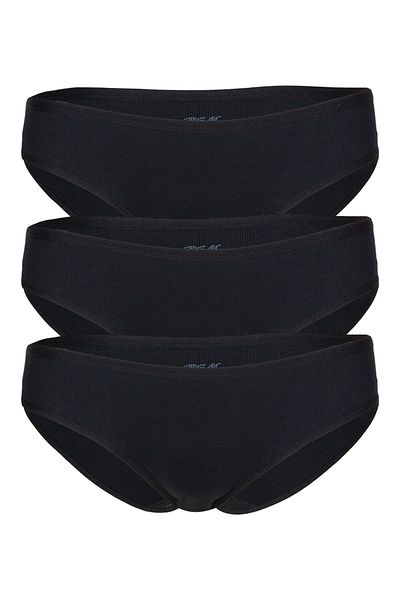 BSM Chiloți de bikini din bumbac negru, 3 piese, pentru femei