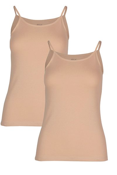 BSM 2-Piece Women's Nude Cotton Camisole Rope Strap Tank Top