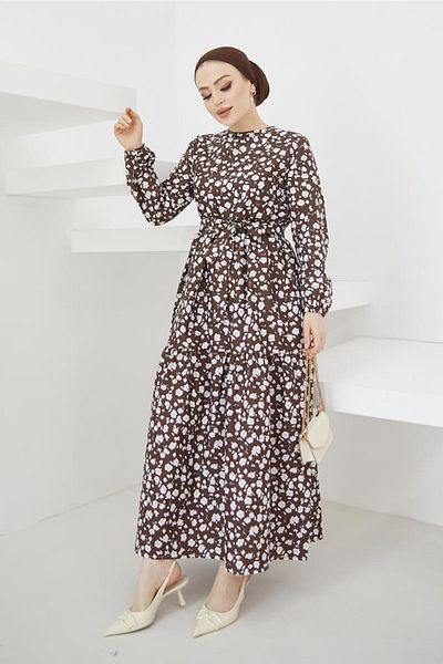 benguen 400 Kleid mit Gänseblümchenmuster Braun
