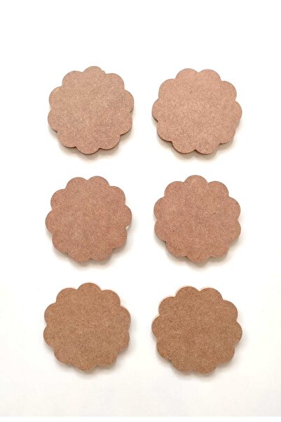 DEKOLOBİ 6'lı Papatya Bardak Altlığı / Ham Mdf Bardak Altı