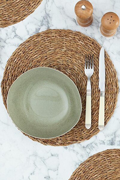 METROPOLAVM 4lü Hasır Supla Örgü Amerikan Servis Tabak Altlığı Sofra Servis S...