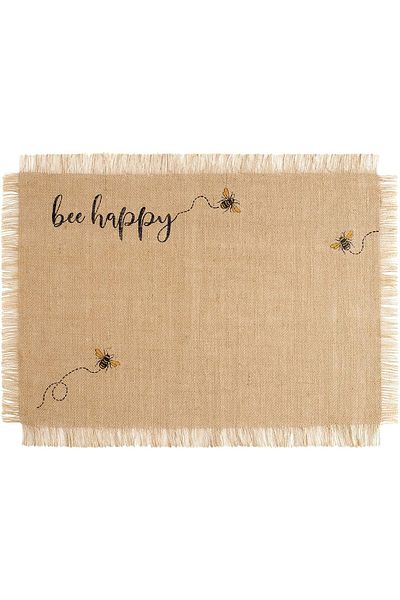 meditroia Home Fashion Farmhouse Living Bee Happy Burlap Σουπλά, Σετ 4 τεμαχίων