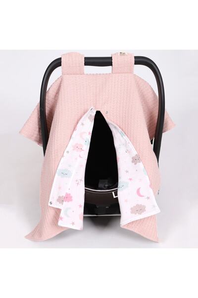 Bee collection Pikeli Kışlık Puset Örtüsü Ve Minderi -pembe Bulut