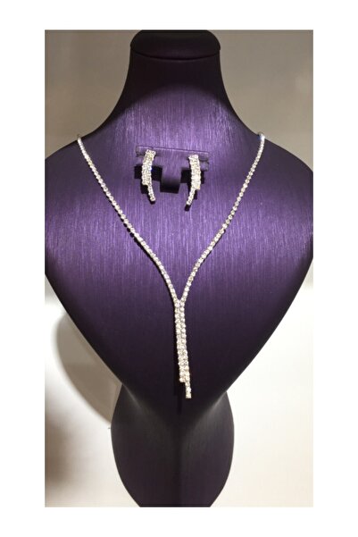 Çınar Aksesuar Su Yolu Gelin Seti - Kristal Taşlı Abiye Gelin Küpe Kolye Set ...