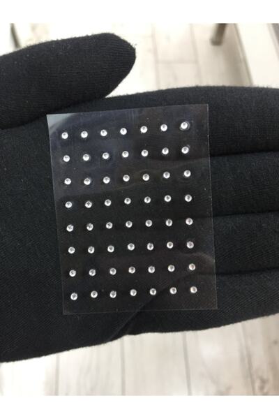 Çınar Aksesuar Kadın Gümüş Renk Yapışkanlı Tek Taş Hızma - 48 Adet - (KÜÇÜK MODEL)