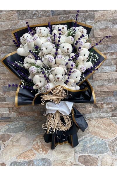 peluş 11’li Lavantalı Ayıcık Buketi