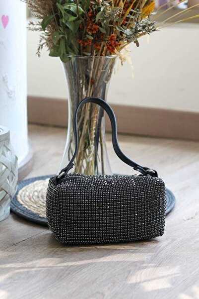 Moom Bag Γυναικεία τσάντα ώμου βραδινό φόρεμα από μαύρη πέτρα