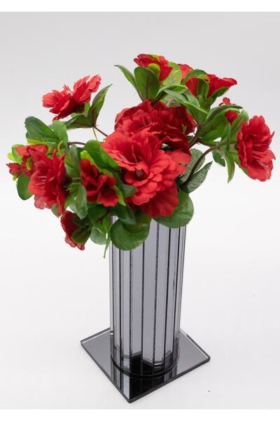 MURANO Ayna Kaplı Vazo Siyah Aynalı Dekoratif Vazo 5,5 Çap 15 Cm