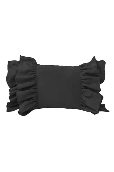 RİTMOHOME Husă de pernă vintage boemă nordică cu volane negre, țară, boemă