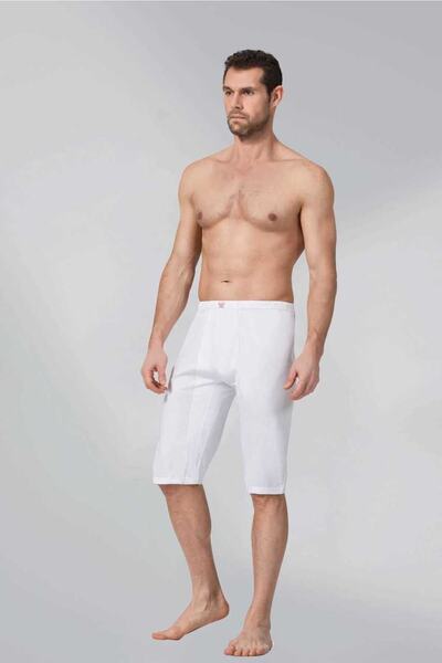Kocabey Namaldı 104 Men's White Combed Cotton Long Boxers
