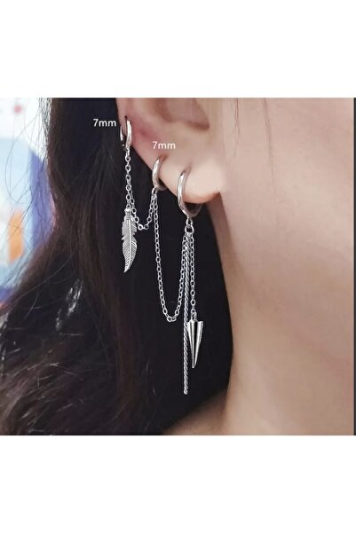 TakıConcept 3'lü Kıkırdak Zincirli Küpe