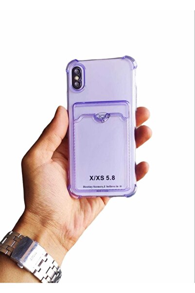 BilişimGo Technology Iphone X / Xs Uyumlu  Şeffaf Kartlıklı Köşe Korumalı Sil...