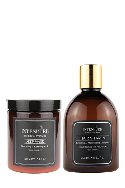 intenpure Argan Yağlı Saç Bakım Şampuanı Ve Pure Beauty Inside Deep Mask Set Saç Bakım Maskesi