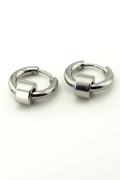 Solfera Intertwining Hoop Design Strength Color Steel Men's Earrings E795