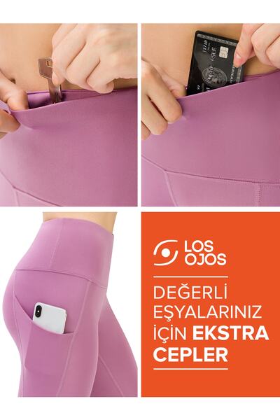 Los Ojos Colanți sport compacte cu talie înaltă lavandă pentru femei