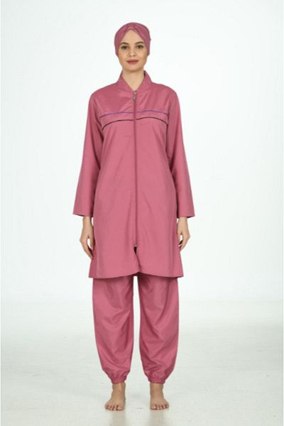 Fantasy Parachute Fabric Judge Collar Dried Rose Oversize Hijab Swimsuit 3127b