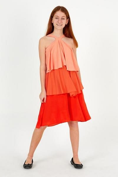 Çikoby Girl's Strappy Layered Dress