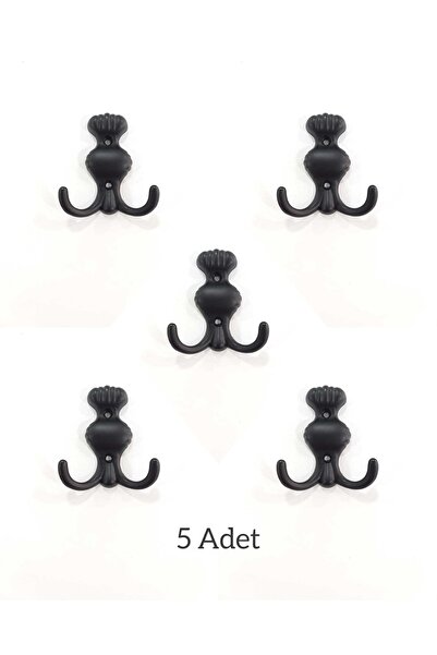 ARON 5 Adet Çizgili Askı Vestiyer Fortmanto Dolap Kapı Banyo Elbise Havlu Askılığı Mat Siyah