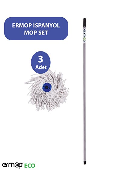 Ermop Yüzey Temizliğinde Ispanyol Mop Set 3 Adet 180 Gr Ispanyol Mop Ve 1 Ade...