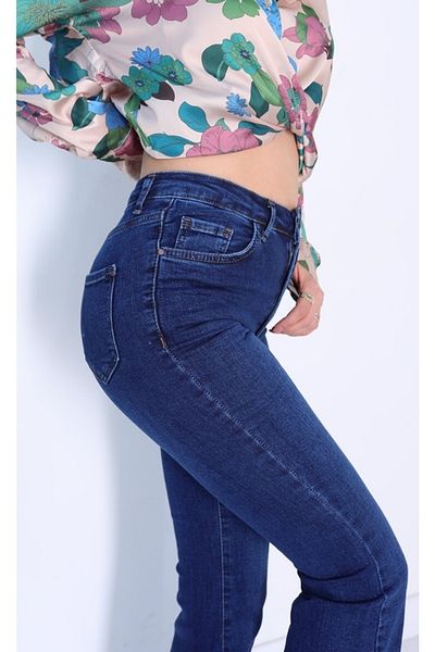 SANTA BELLA Blue Fadeless Flare Leg Jean Extra Lycra Femei Talie înaltă Picior lung