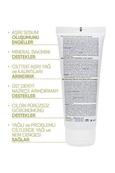 SOLARIS 100ml Oily and Stained Clay Mask - 2 Pieces Skin