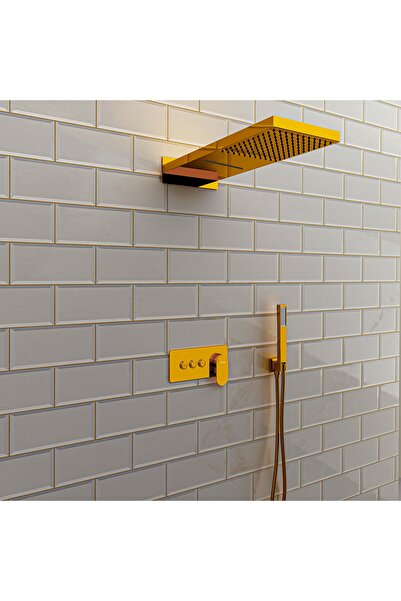 Fause Ankastre Comfort Panel Şelale Duş Seti Altın Fau110-g