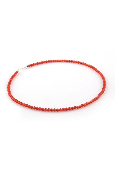 Deniz Doğal Taş Certified Red Agate (Gems) Natural Stone Necklace