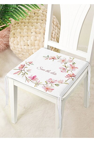 Nish & Royal Save The Date Çiçek Desenli Dijital Baskılı Fermuarlı Sandalye M...