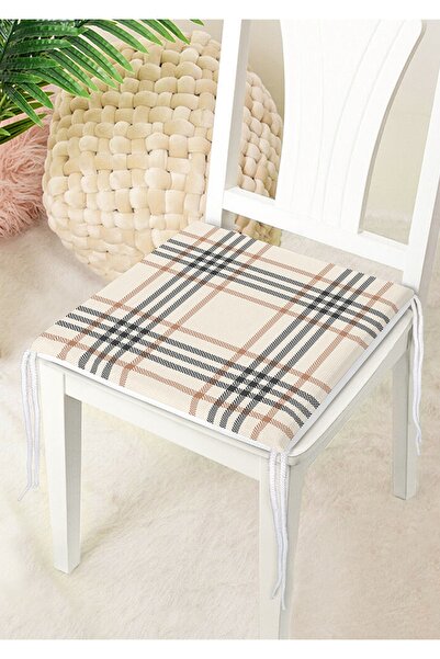 Nish & Royal Pernă de scaun decorativă cu fermoar cu model în carouri de culo...