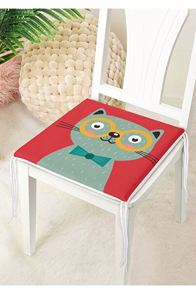 Nish & Royal Colorful Cat Digital Printed Modern Zippered Chair Cushion
