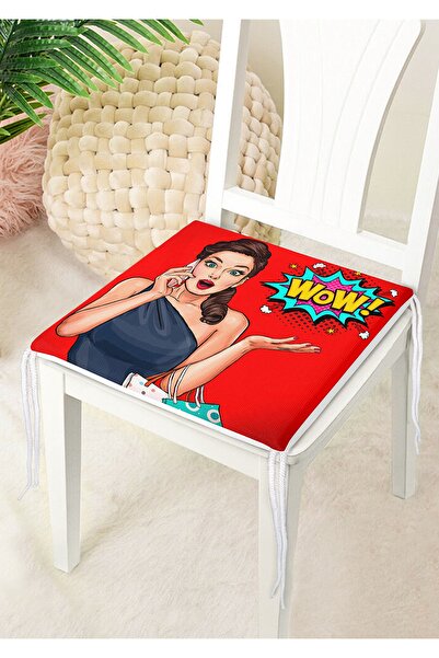 Nish & Royal Μοντέρνο μαξιλάρι καρέκλας με φερμουάρ Popart Wow με κόκκινο φόντο