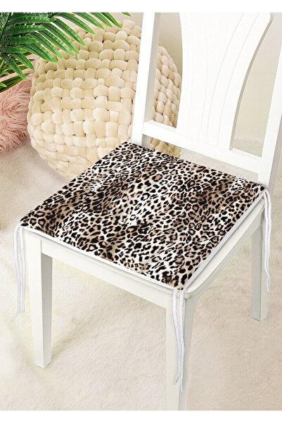 Nish & Royal Pernă de scaun cu fermoar cu imprimeu digital cu motiv leopard