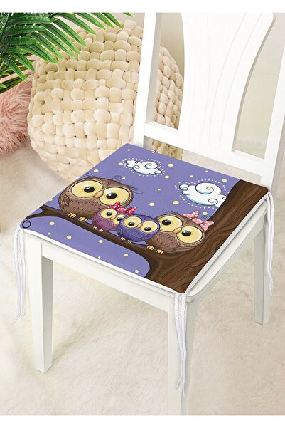 Nish & Royal Digital Printed Decorative Zippered Chair Cushion with Owl Picture