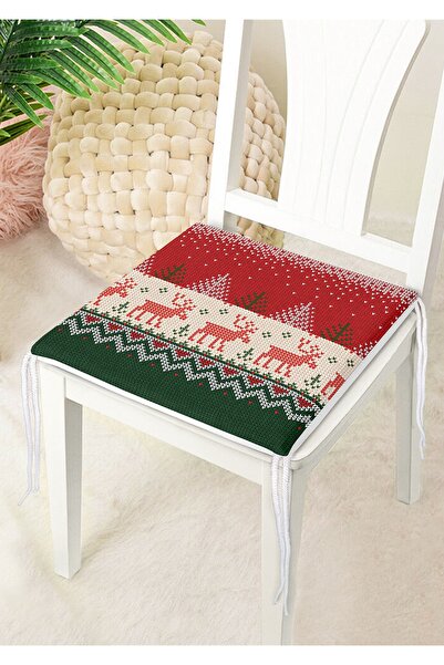 Nish & Royal New Year's Deers And Trees Digital Printed Modern Zippered Chair...