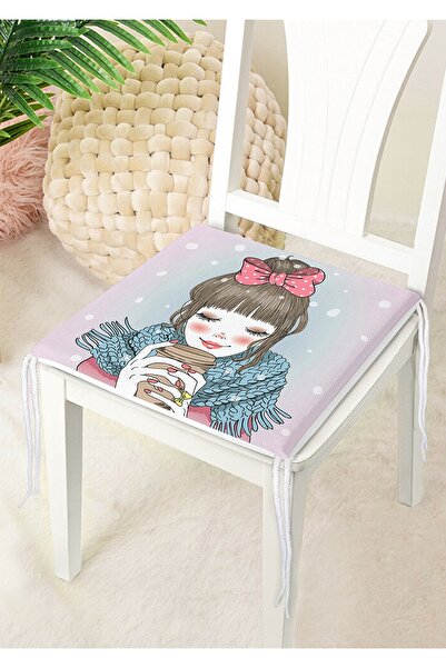 Nish & Royal Fashion Girl Digital Printed Modern Zippered Chair Cushion