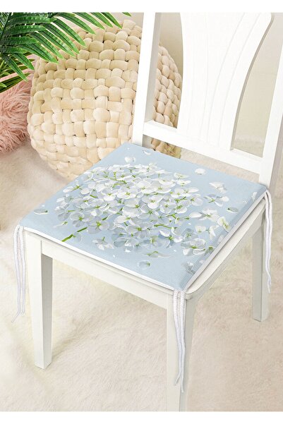 Nish & Royal White Hydrangea Flower on Blue Background Digital Printed Zipper...