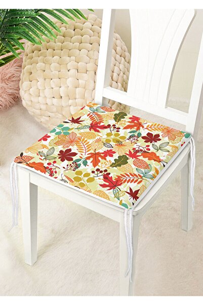 Nish & Royal Autumn Leaves Themed Digital Printed Modern Zippered Chair Cushion