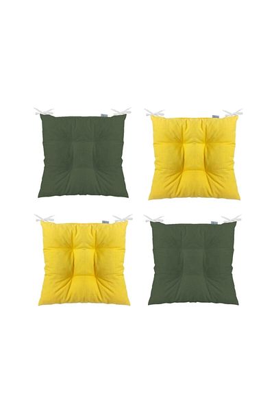 Karasi 4-Piece Combination Fluffy Square Chair Cushion 40×40cm Yellow-khaki