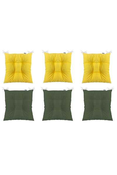 Karasi 6-Piece Combination Fluffy Square Chair Cushion 40×40 Yellow-khaki