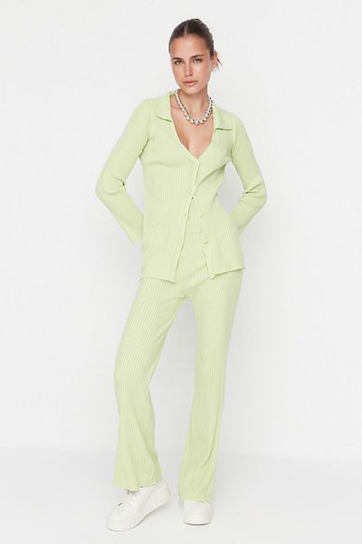 Trendyol Collection Mint Basic Polo gallér kötöttáru felső és alsó készlet TWOAW23AU00007