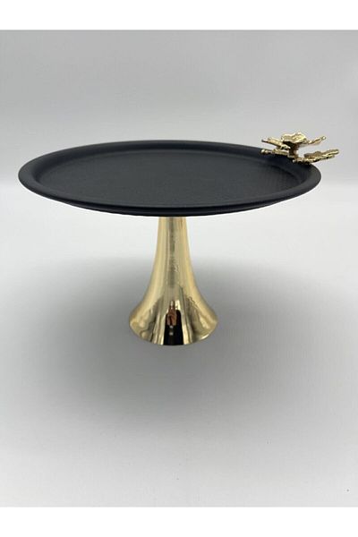 Elzem Decorative Black Color Footed Cake Presenter Cake Stand Luxury with Butterfly Accessory
