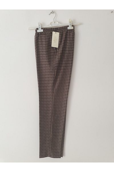 GGMM Women's Fabric Plaid Elastic Waist Trousers