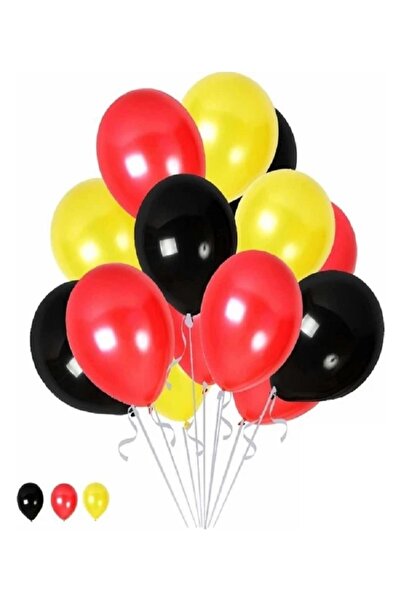 Happyland 10 أسود 10 أحمر 10 أصفر بالونات معدنية لامعة 30-35 سم