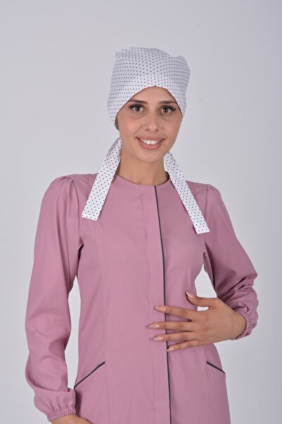 Nur Medikal Giyim Beyaz Yıldız Desenli Tesettür Hemşire Bonesi Doktor Cerrahi...