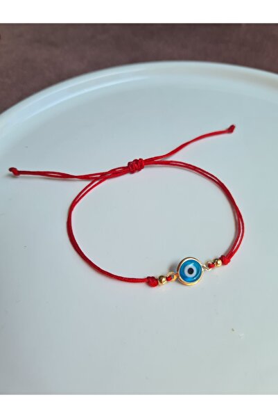 ONEPRETTYWISH Mavi Renkli Cam Nazar Kırmızı Ip Bileklik