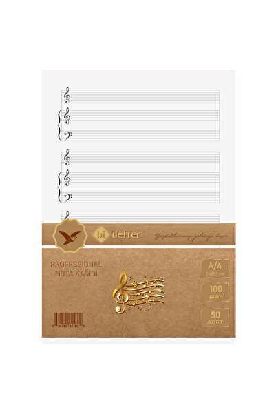 BİDEFTER Piyano Nota Kağıdı - Sesli Sol Fa Anahtarlı - Özel Tasarım -1. Sınıf...