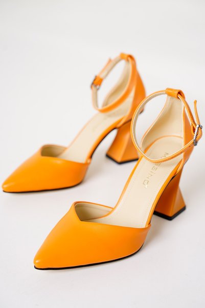 MASSOLE Summer Stiletto Orange Leather New Season Daily Stylish Special Design